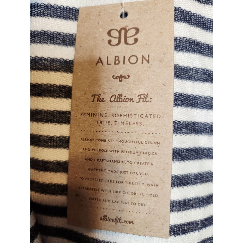 Albion Sailor Striped Hoodie Navy & Off-White Front Pocket Women's Size XL - Picture 7 of 9